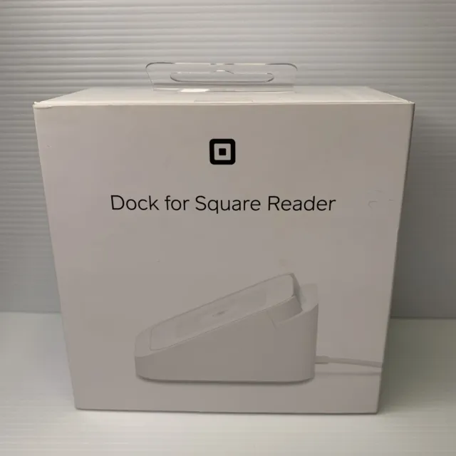 New White Dock w Attached USB Charging Cable For Contactless Square Card Reader