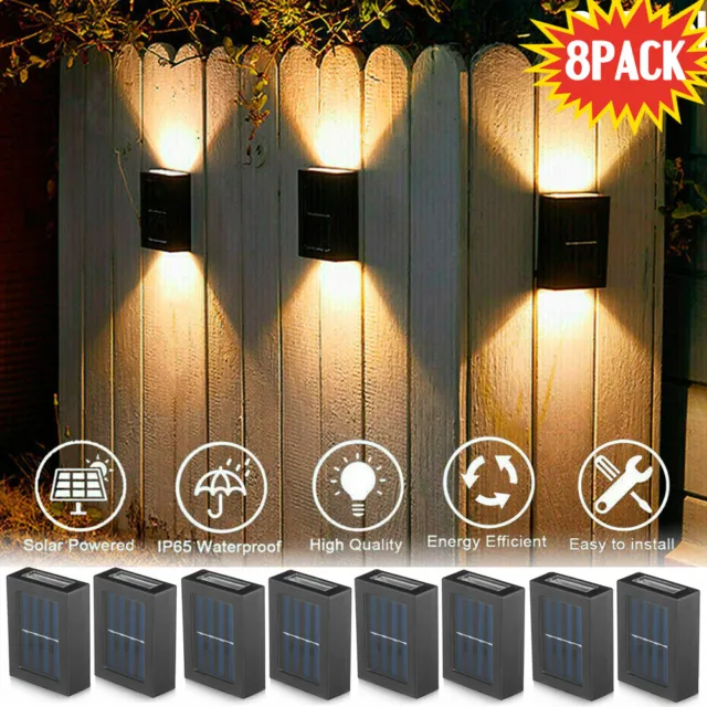 2-20X LED Solarleuchten Wandlampen Zaunleuchte Gartenleuchte Außen Treppen Lampe