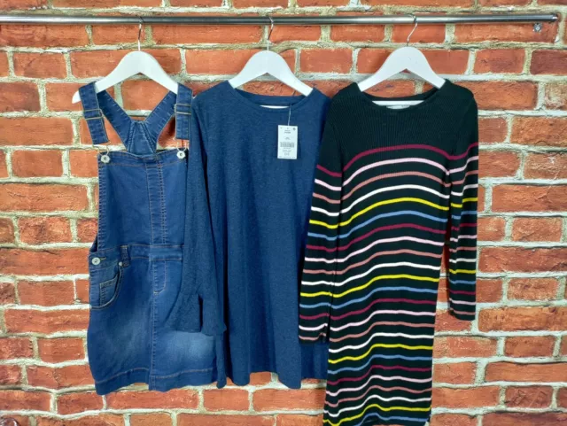 Girls Bundle Age 10-11 Years Next M&S Dress Set Denim Pinafore Ribbed Kids 146Cm
