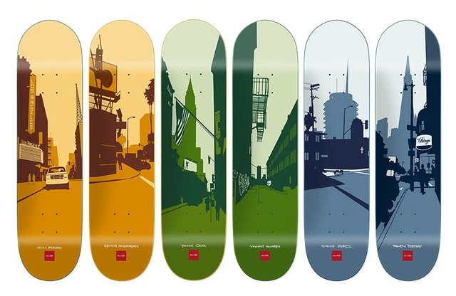 CHOCOLATE SKATEBOARDS X EVAN HECOX Full Set of 6 City Art CHOCOLATE SKATEBOARDS X EVAN HECOX Full Set of 6 City Art