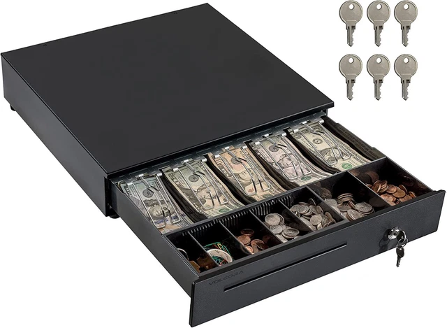 Cash Register Drawer for Point of Sale (POS) System, Adjustable Coin Slots