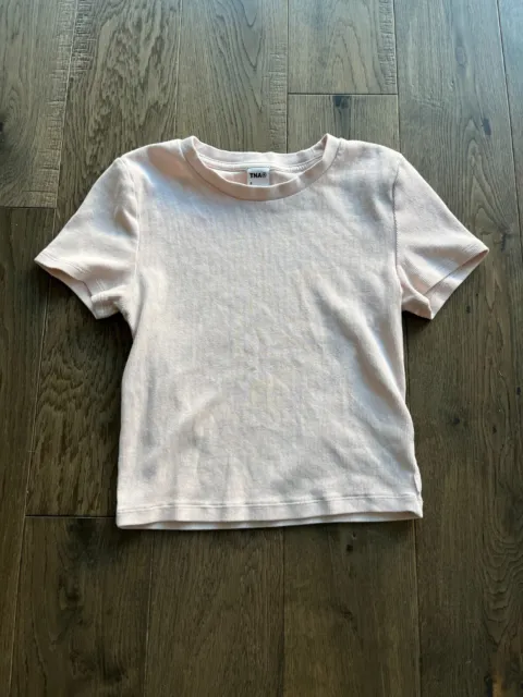 Aritzia TNA Cropped Ribbed Baby Tee Short Sleeve Light Pink Size Small