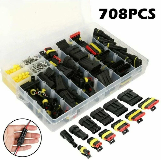 708x Auto KFZ Stecker Set Steckverbindung 1-6 Pin Wasserdicht Kabel Crimpzange E - Foto 4
