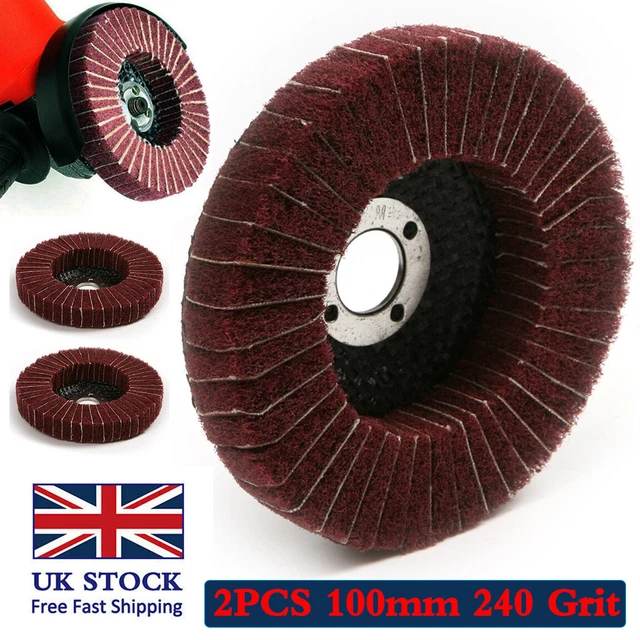2PCS 100mm 240 Grit Flap Polishing Wheel Pad Abrasive Buffing for Angle Grinder