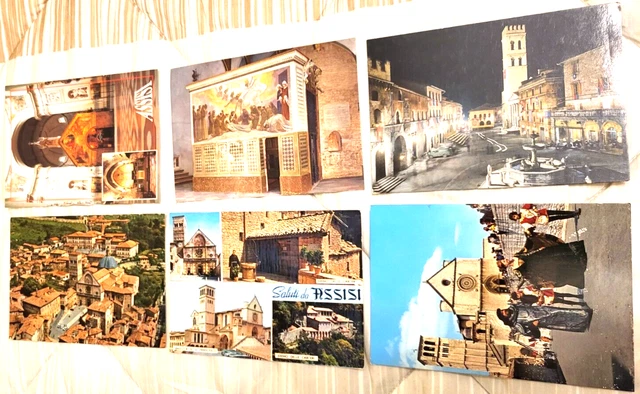 6 CARTOLINE  DI ASSISI E BASILICA S. MARIA DEGLI ANGELI  (non viaggiate)