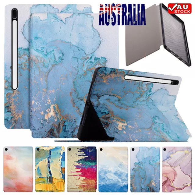 Painted Leather Case Flip Cover For Samsung Galaxy Tab S2 S6 Lite S7 S8 S9+ FE