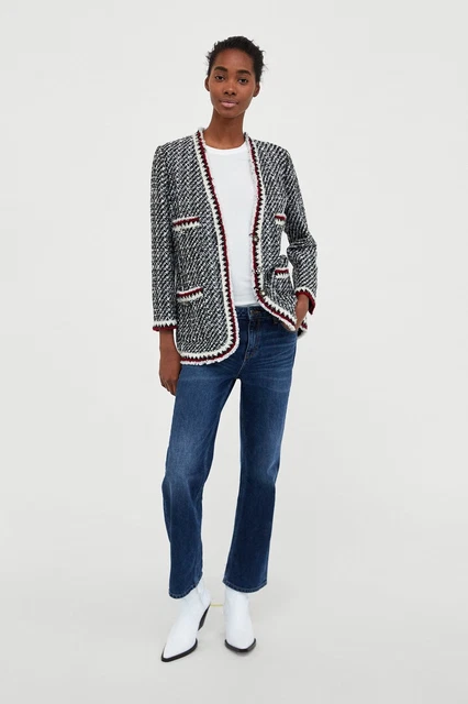 Zara white tweed sales jacket