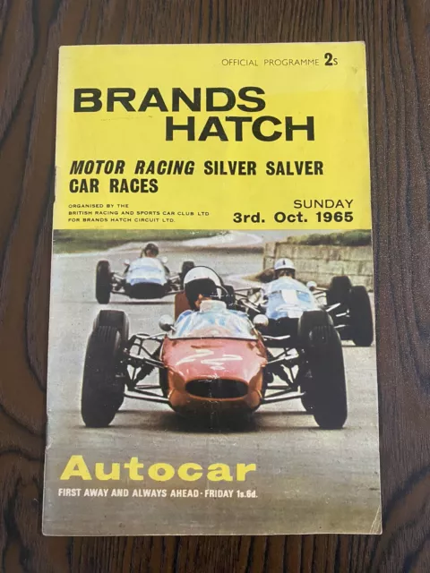 1965 Brands Hatch Programme 3/10/65 - Car Races - Brscc