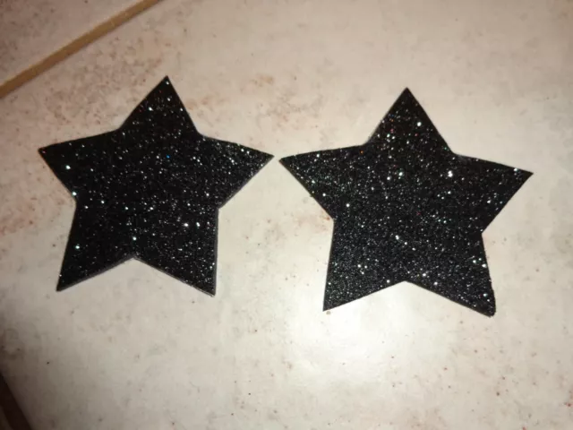 Unisex Pasties/ Nipple Covers Glitter Black Stars Water Resistant