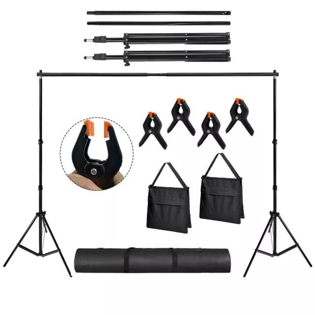 Fotostudio Hintergrundsystem 2,1 X 3M Teleskop Hintergrund Stativ Set + Tasche