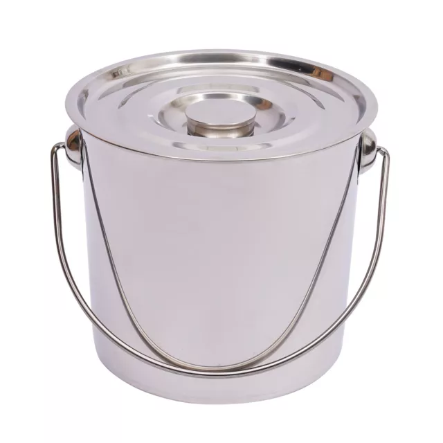 12 L Almacenamiento Acero Inoxidable Cubo Con Tapa Para Cocina, Industria, Medicina, Jardín