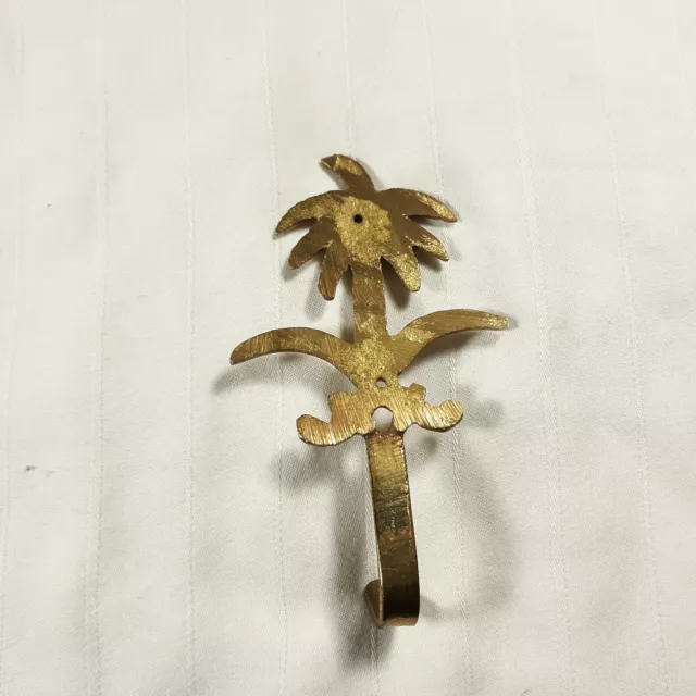 Brass Palm Tree Sword Sabre 3 3/4" Tropical Decorative Hat Keys Hook 3