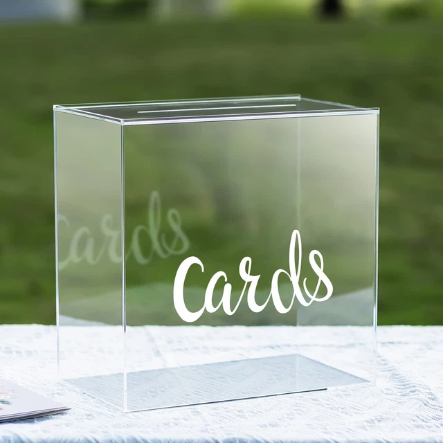 Acrylic Wedding Card Box Clear Card Box for Reception Elegant Wedding Envelop...