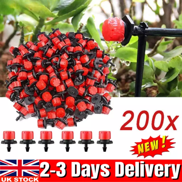 200x Adjustable Irrigation Micro Flow Dripper Drip Head Garden Hose Sprinklers