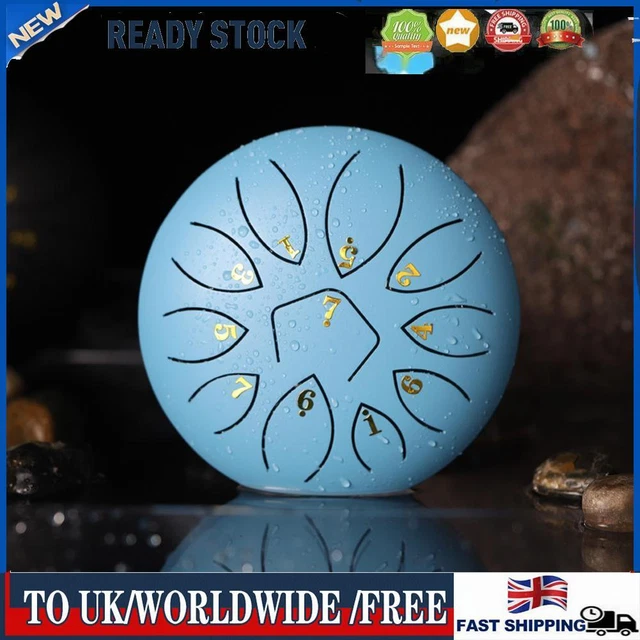 6 Inch 11-Note Tongue Drum with Drumsticks Hand Pan Ethereal Drums (Blue)