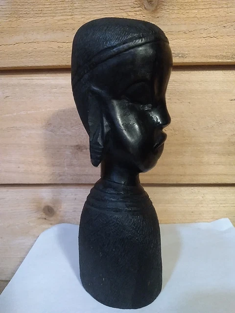 Tanzania Hand Carved By Makonde Tribe Genuine Ebony Wood African Woman 10" Tall