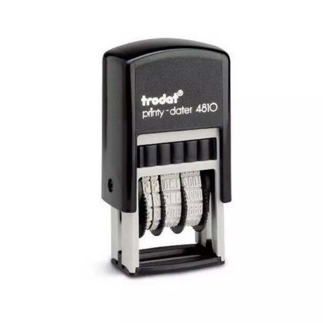 Trodat Printy 4810 Self Inking Date Stamp - Day, Months, (in Letters) Year - Bla