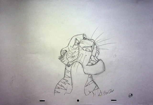BEN RUSH  SIGNED Hand Drawn Character Shere Khan JUNGLE BOOK 1967 Pencil Art