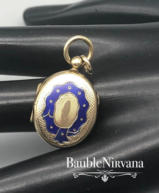 Antique 14K Yellow Gold & Blue Enamel Buckel Braided Hair Mourning Locket Joseph Antique 14K Yellow Gold & Blue Enamel Buckel Braided Hair Mourning Locket Joseph