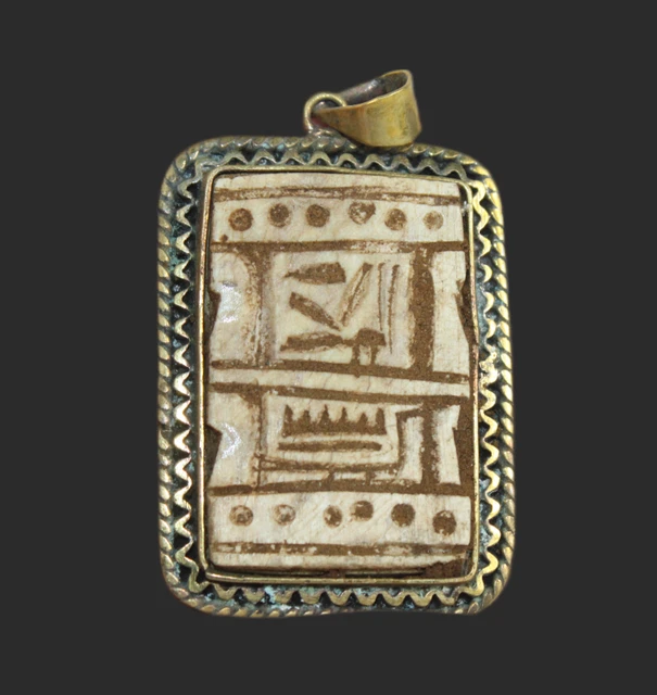 Pendentif égyptien Ancien En Or Rose 14k Avec Scarabée Bleu - Bijou Vintage Authentique