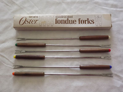 Vintage 1960-70S Kitchen Set Of 6 Stainless Steel Fondue Forks
