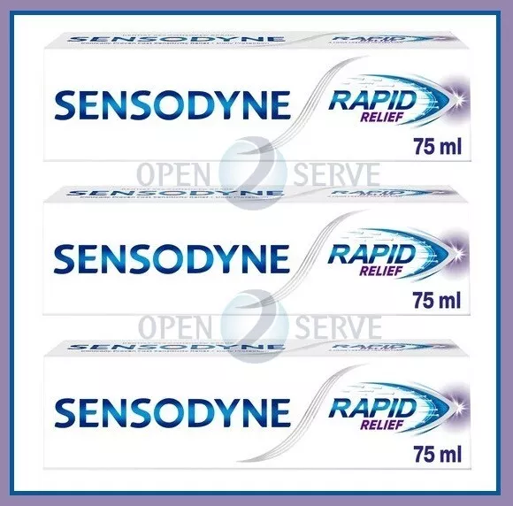 3x Sensodyne Rapid Relief Original Toothpaste | Long Lasting Protection - 75ml