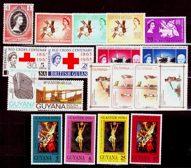 1798) Guyana/Südamerika, 8 nur kompl.  Ausgaben aus d.J.  1953 -1970 postfrisch