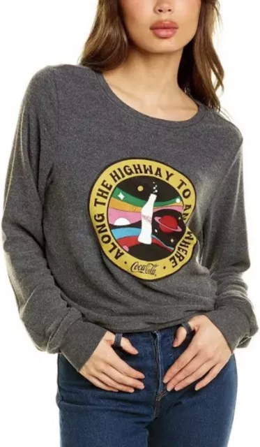 Wildfox Coca Cola Women Medium Gray Along the Highway to Anywhere Sweatshirt NWT