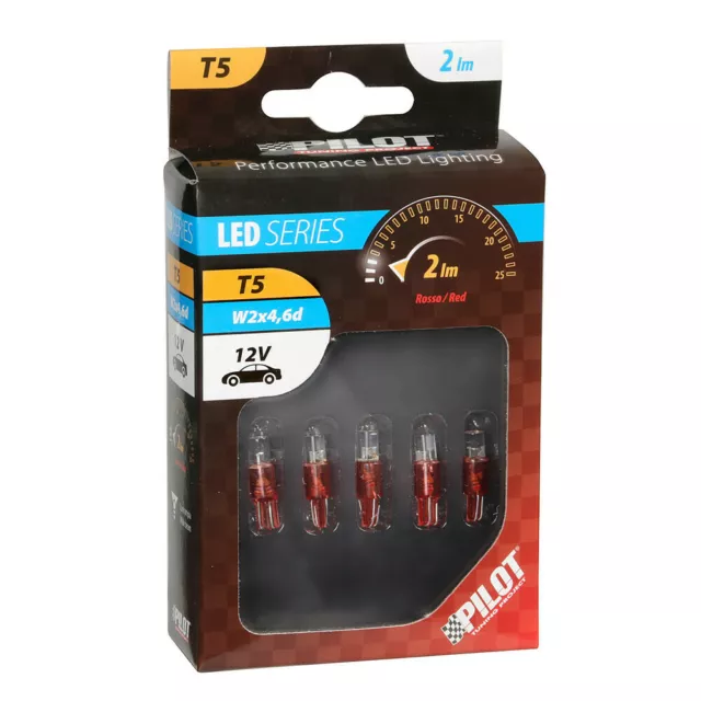 Set 5 Glühbirnen A 1 LED Leuchten Für Armaturenbrett Auto Rot 7x17mm 2 Lumen T5