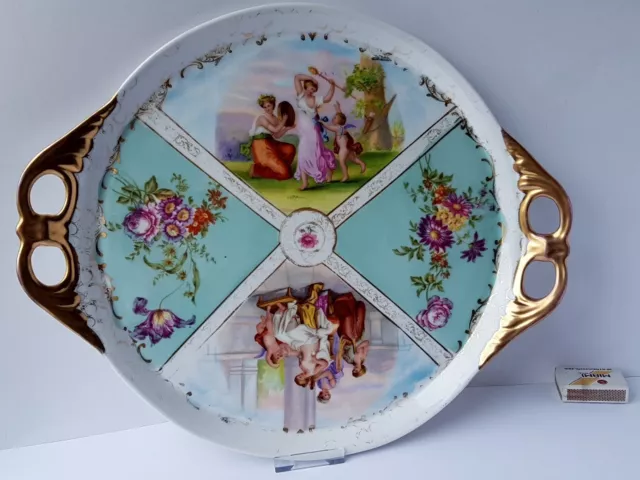 Porcelain Plate/ Tray/ Platter, Genre-Szenen, Flowers, Gold, Um 1900 K955