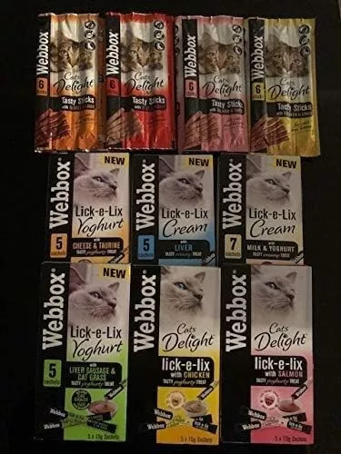 Webbox Lick-e-lix / Tasty Sticks Cat Treat Hamper (10 Packets of treats!)