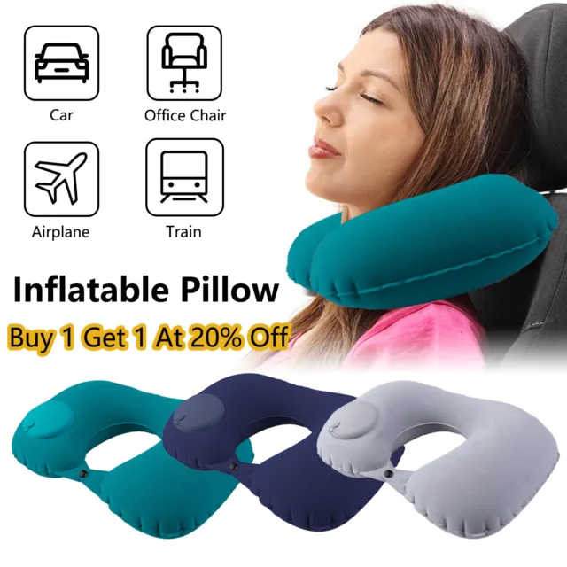 Air Inflatable Neck Support Pillow U Shape Comfort Cushion For Travel Car Flight