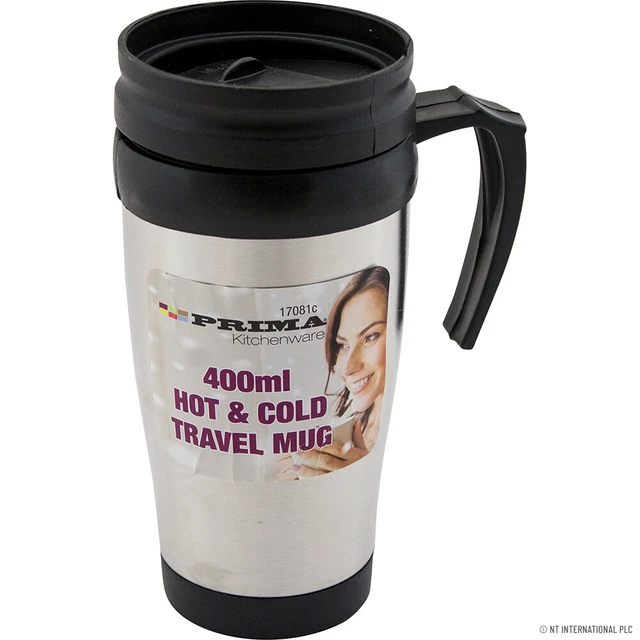 Stainless Steel Travel Mug/Flask/Cup insulated,Slide Lid,Handle Hot&Cold 400ml