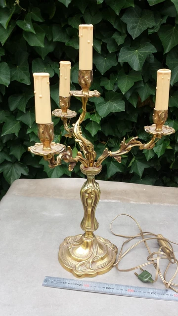 PAIRE DE CANDÉLABRES en bronze 4 feux hauteur 58cm bronze laiton religion église EUR 160,00