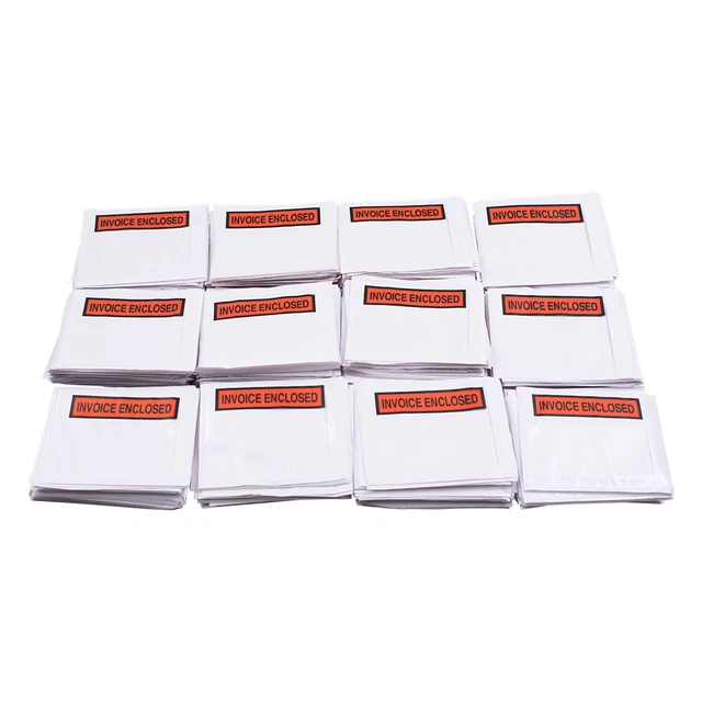 1000 Pc Case Clear Invoice Enclosed Envelope 4.5" x 5.5" Receipt Box Pouch w/