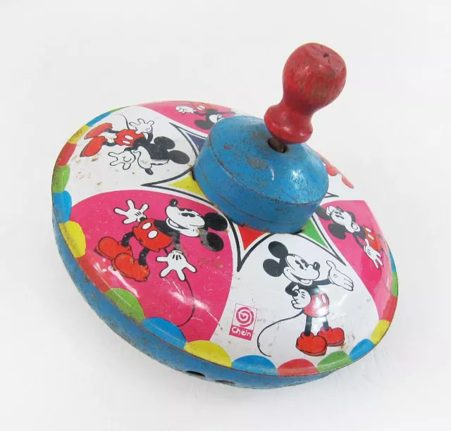 Vintage 1975 J. Chein Walt Disney Mickey Mouse Tin Spinning Top Toy