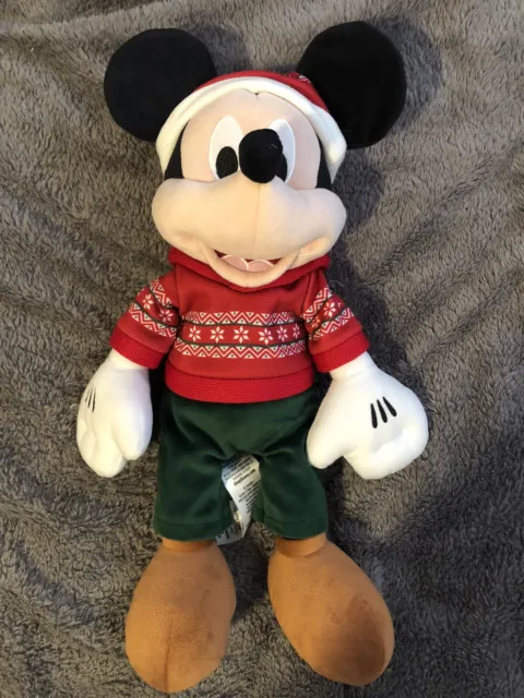 Disney Store Mickey Mouse Festive Christmas Medium Soft Plush Toy 2022 #