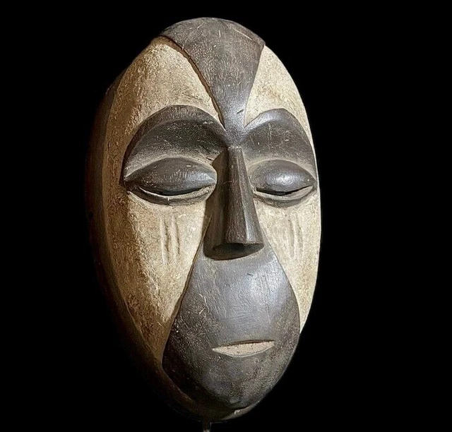 African Bwami Lega Carved Mask Wood Mask Primitive Art Collectibles Mask-8474