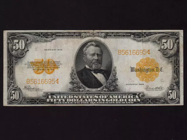 USA:FR-1200,50$ 1922 * GOLD CERTIFICATE * Speelman-White * Grant * VF- *