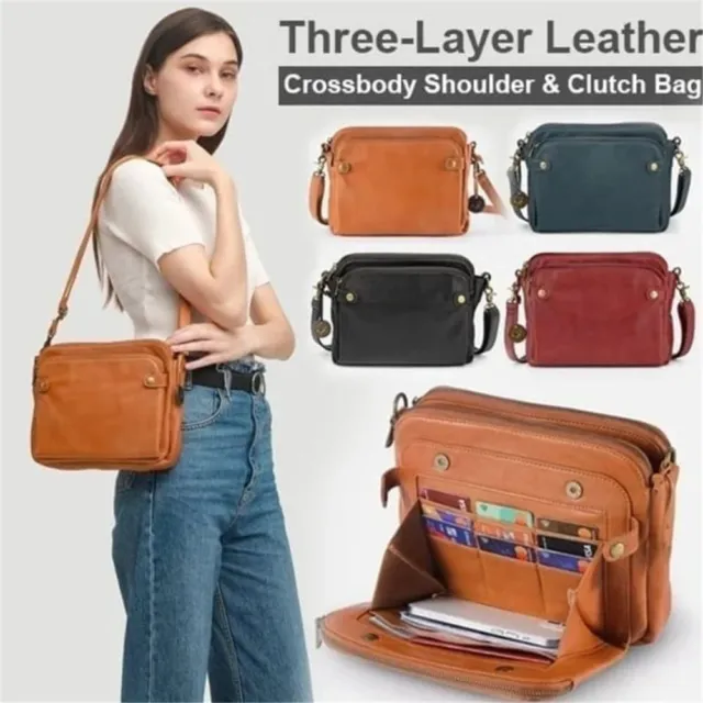 Three Layer Leather Crossbody Bags Women's Handbag Bag Crossbody Shoulder Bag