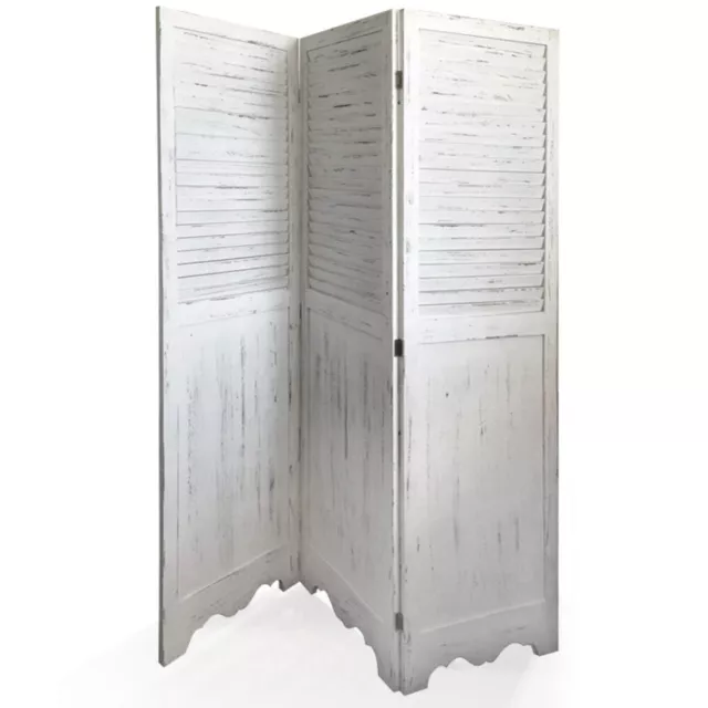 VERDELOOK Shabby Paravento 3 ante in legnoanta 44x168x3cm bianco arredo casa.