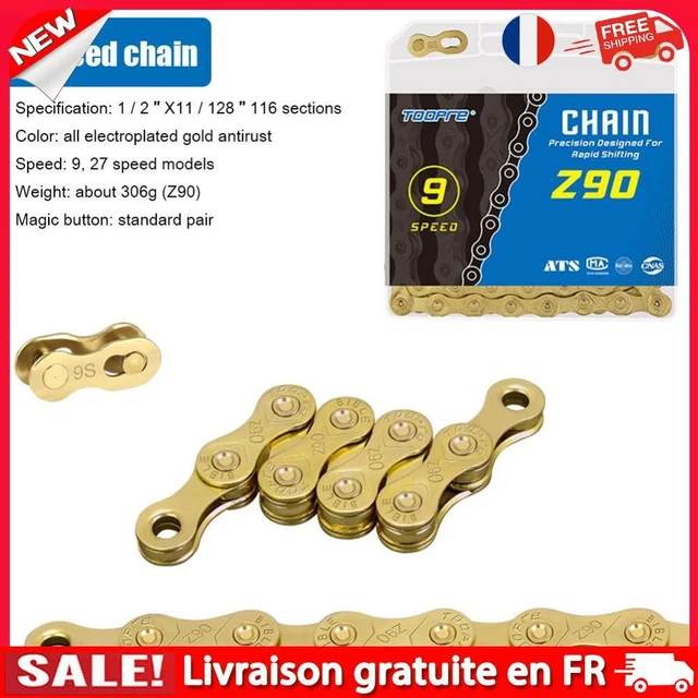 Chaîne vélo 7 vitesses 116 maillons PYC gris - pièce transmission vélo