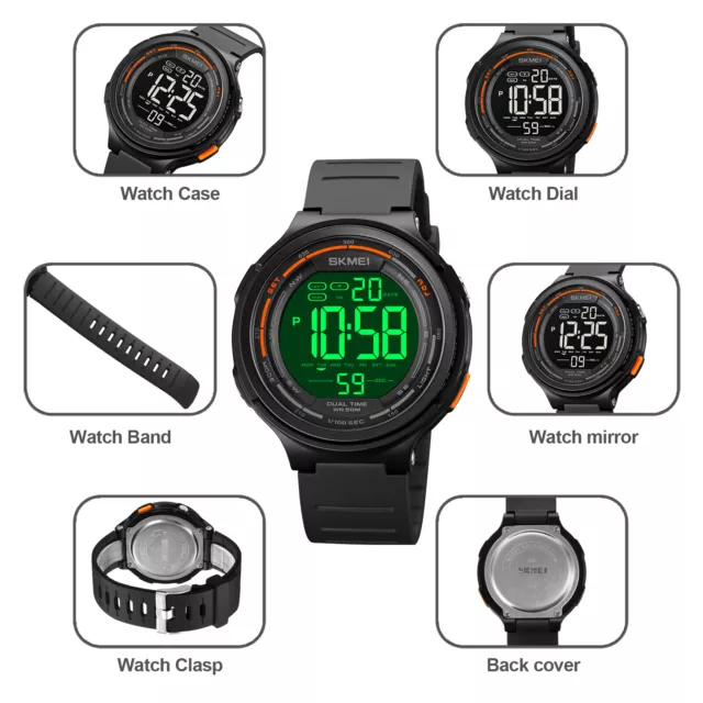 UNISEX Womens Mens Girls Digital LED Waterproof Sport Watch Grey UK 2024 3