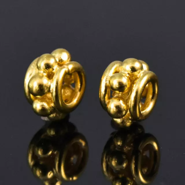 Pair Gold Vermeil over 925 Sterling Silver Bali Granulation 5.45 mm Beads 0.65g
