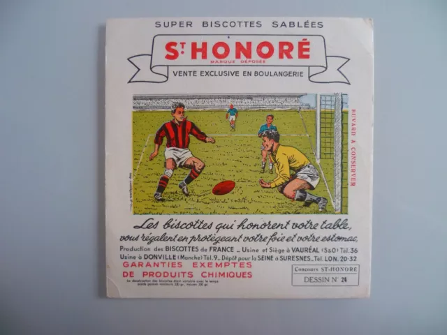 Buvard Publicitaire Ancien / Biscottes Saint Honore Football Dessin N° 24