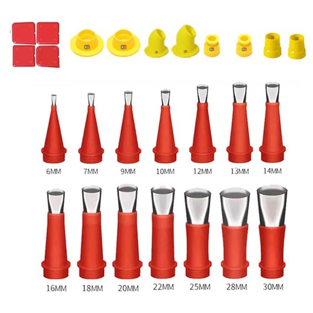 Durable Caulking Tool Nozzle Plastic Stainless Steel Wall Footing 26 Pcs/Set