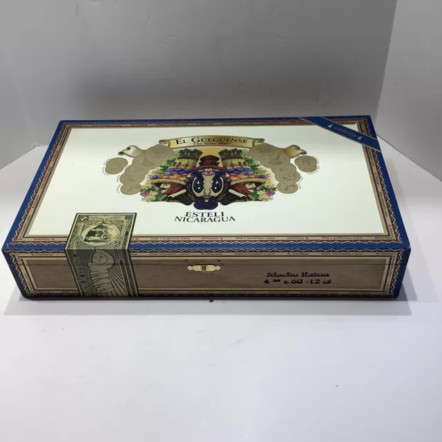 El Gueguense The Wise Man Macho Raton Wood Cigar Box Empty - 11.5" x 6.75" x 2"