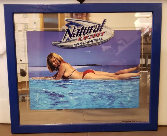 Anheuser-Busch NATURAL LIGHT BEER VINTAGE MIRROR SIGN-Girl in Bikini in Water