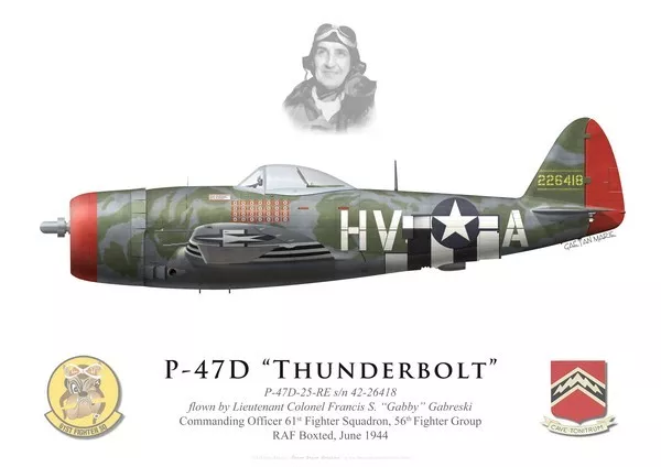 Print P-47D Thunderbolt, "Gabby" Gabreski, 61st FS, 56th FG (par G. Marie)