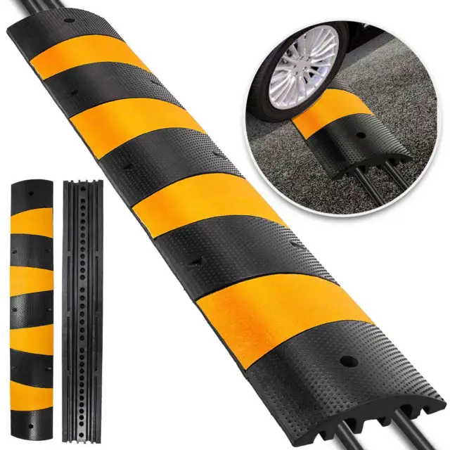 6 FT of 2-Channel Rubber Speed Bump Driveway Heavy Duty Cable Protector Ramp